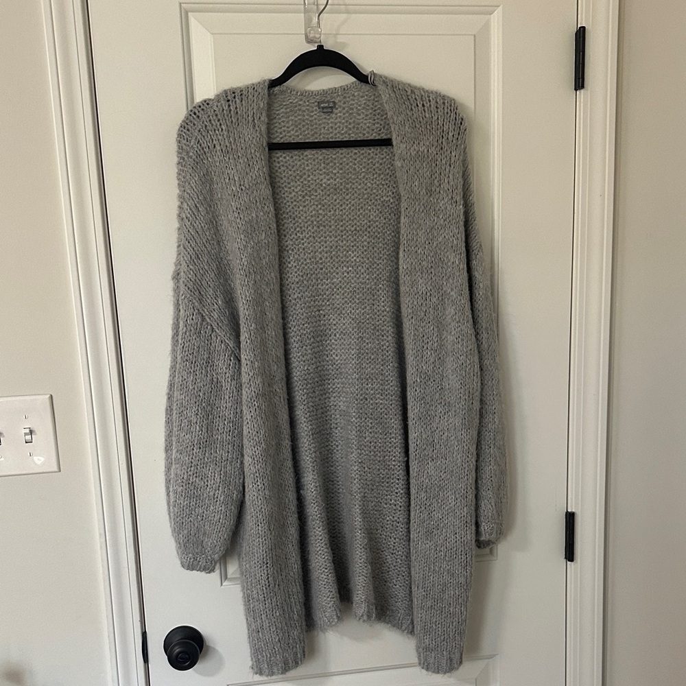 Aerie Soft Gray Open Front Cardigan